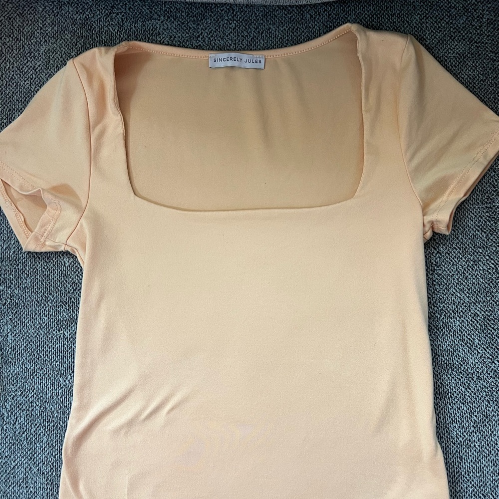 Square Neck Peach Top - Picture 2 of 5